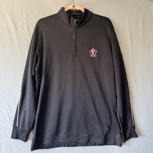 Adidas Mens Climalite Golf Canada Half Zip Jacket Large Black Sporty Athleisure